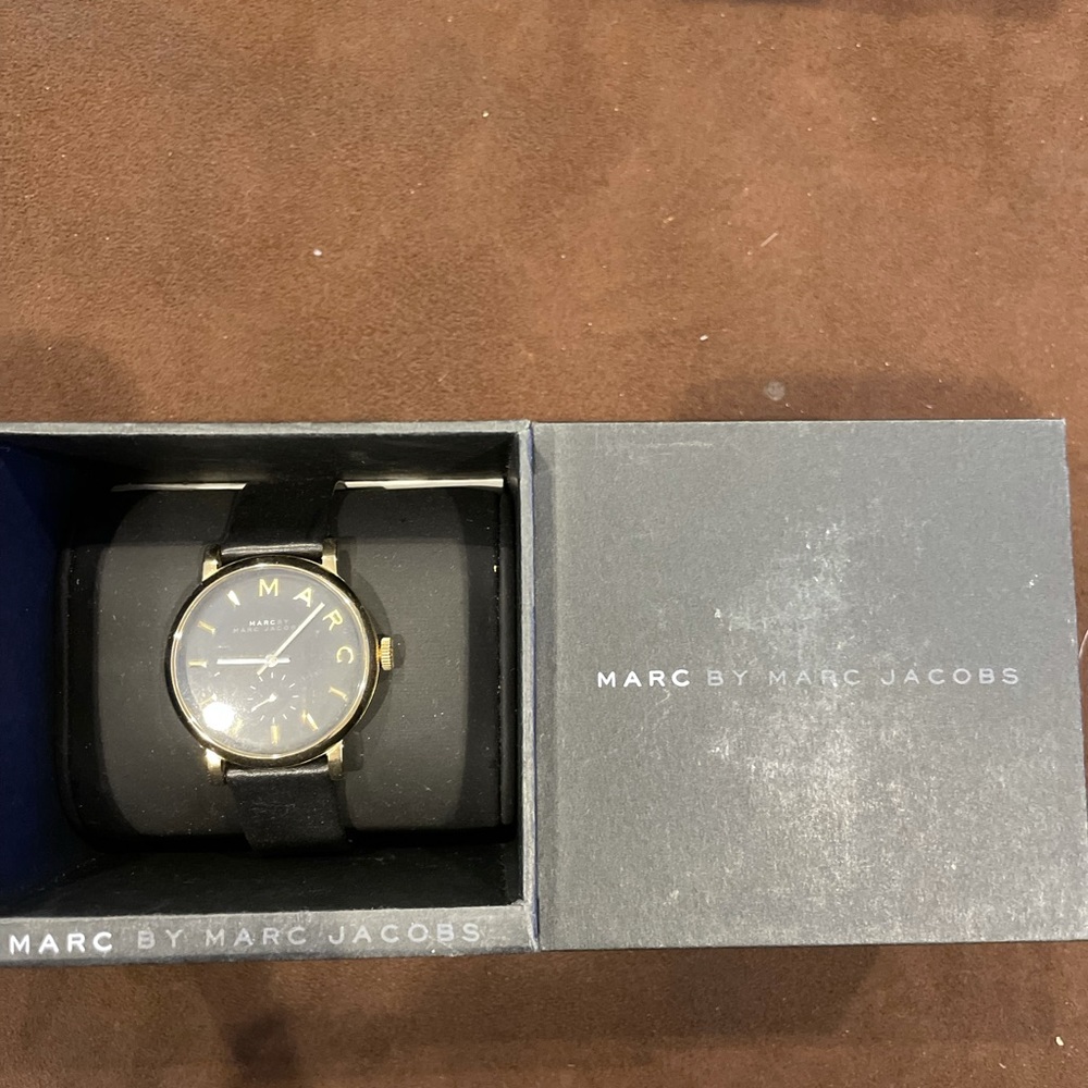 Marc Jacob’s Gold and Black Leather Band Watch